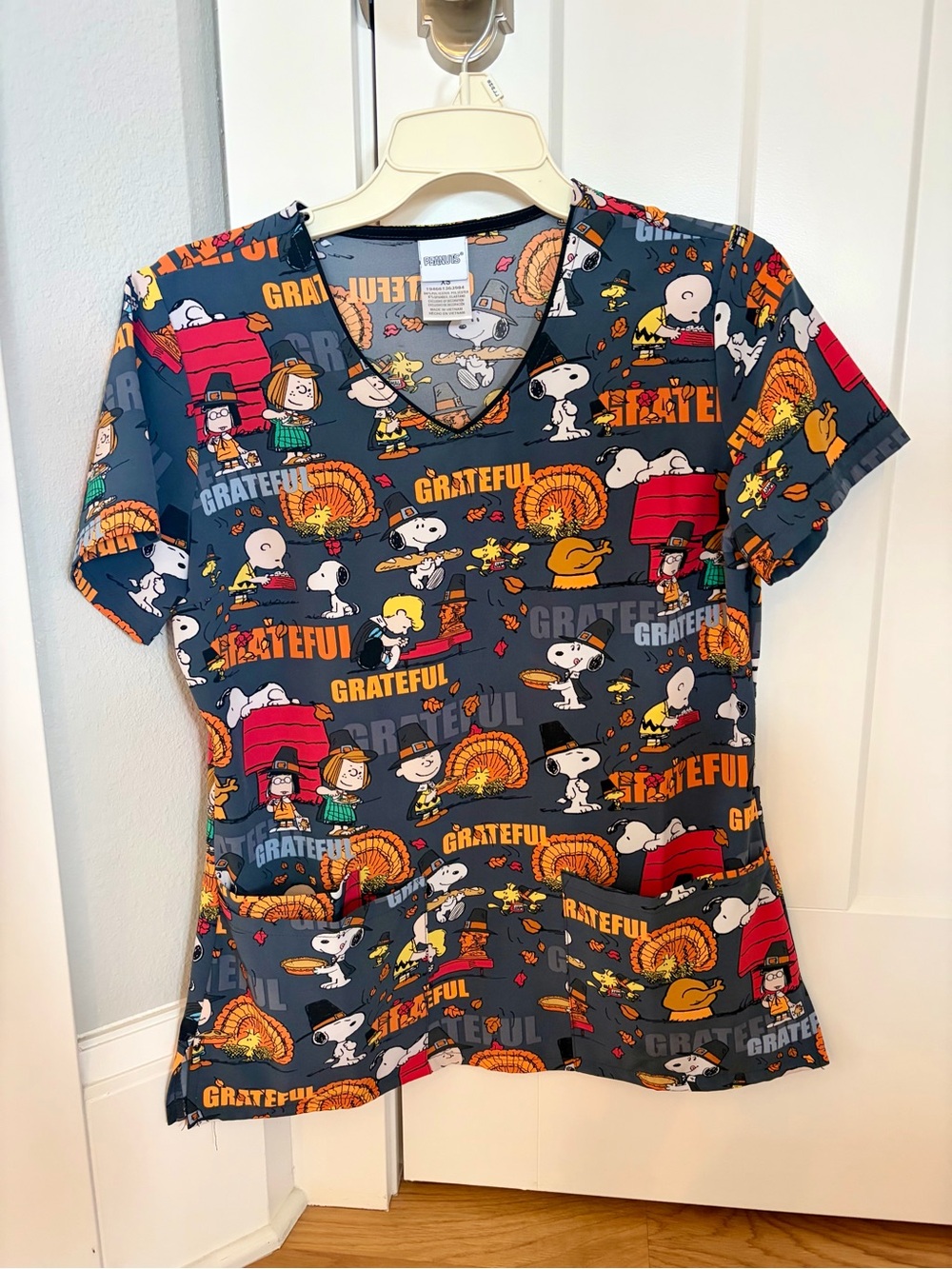 Peanuts Thanksgiving Scrub Top